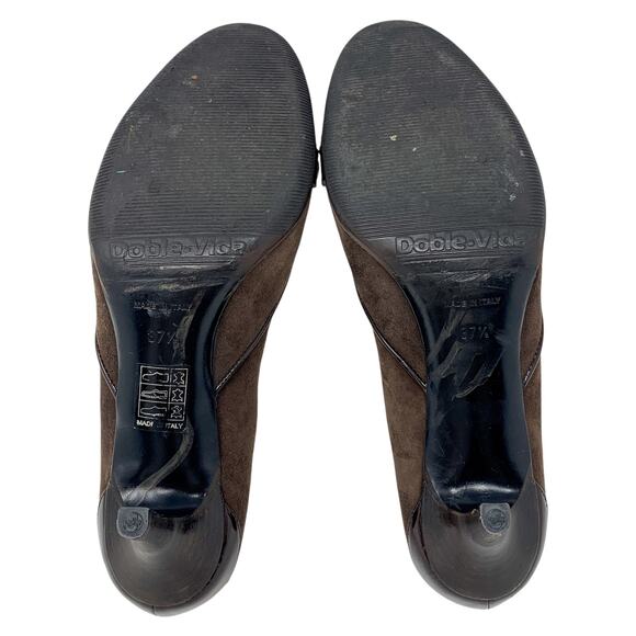 Vintage Dior Galliano Era Street Chic Brown Suede Patent Leather Logo Pumps 37.5 - Picture 16 of 16